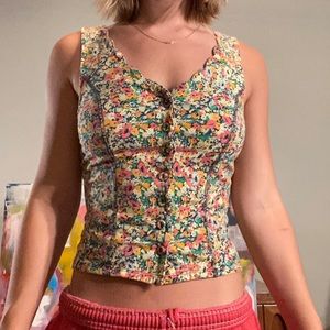 FLORAL BUTTON UP TANK TOP